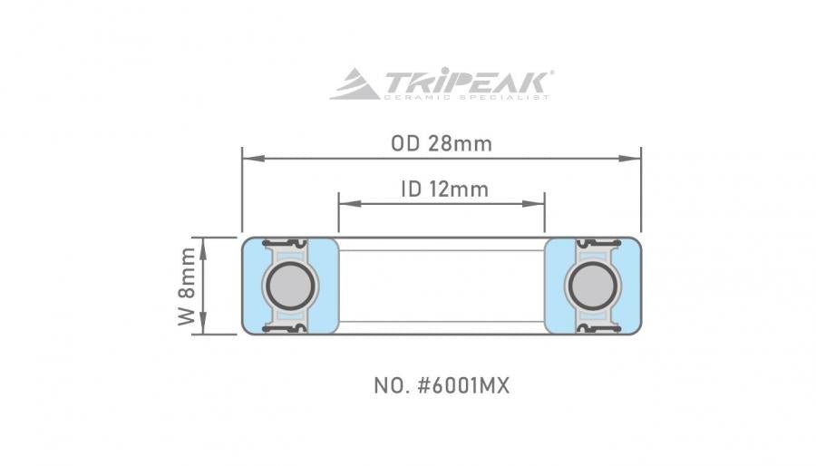 Tripeak 6001 Full Steel Ball Bearing Max Series 12x28x8mm | The Bike Affair