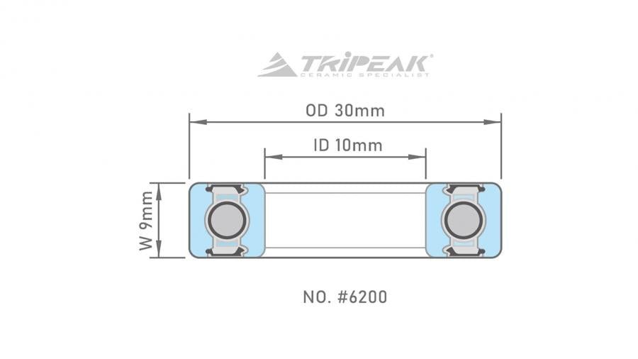 Tripeak #6200 High Precision Steel Bearing ABEC3 10x30x9mm | The Bike Affair