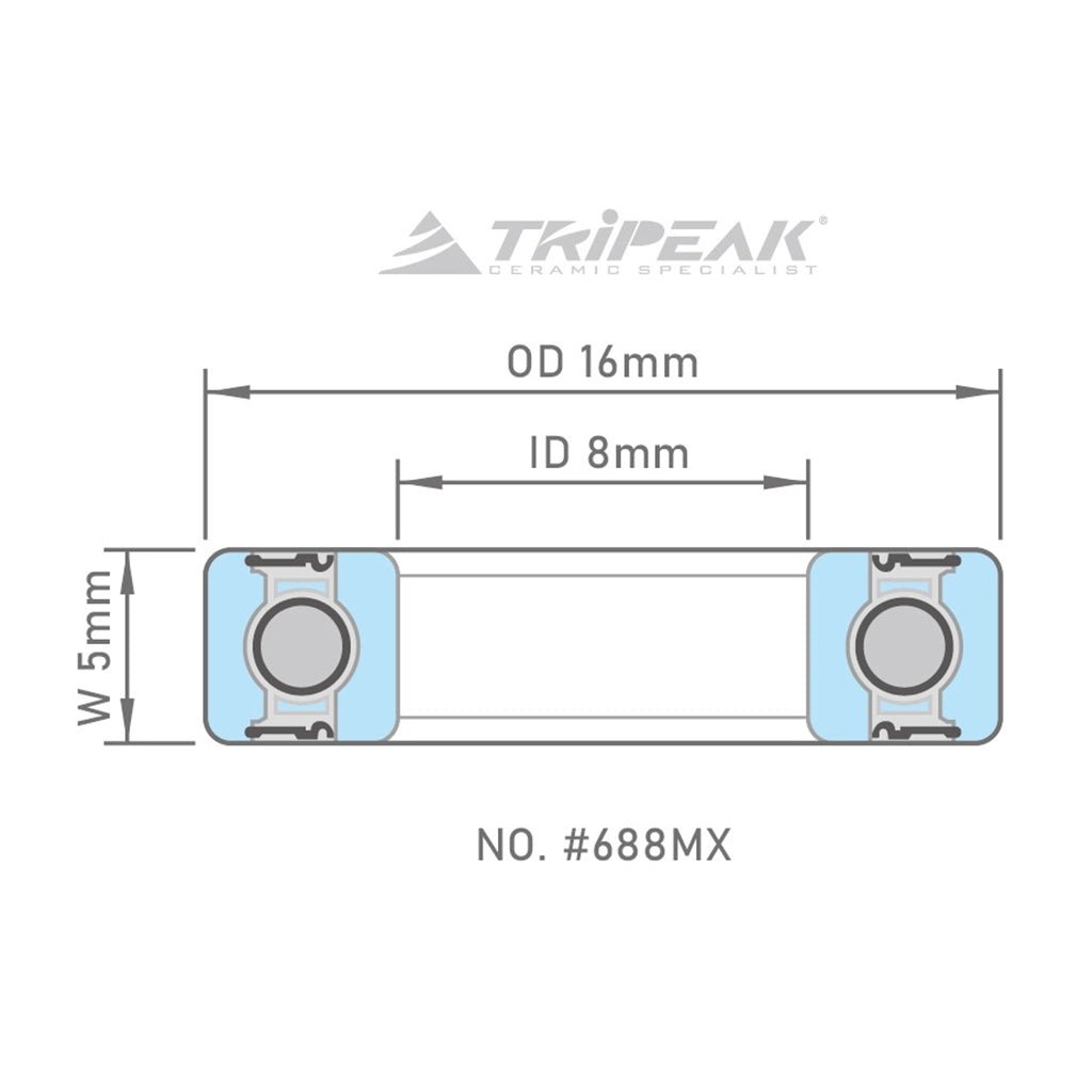 Tripeak 688 Full Steel Ball Bearing Max Series 8X16X5mm | The Bike Affair