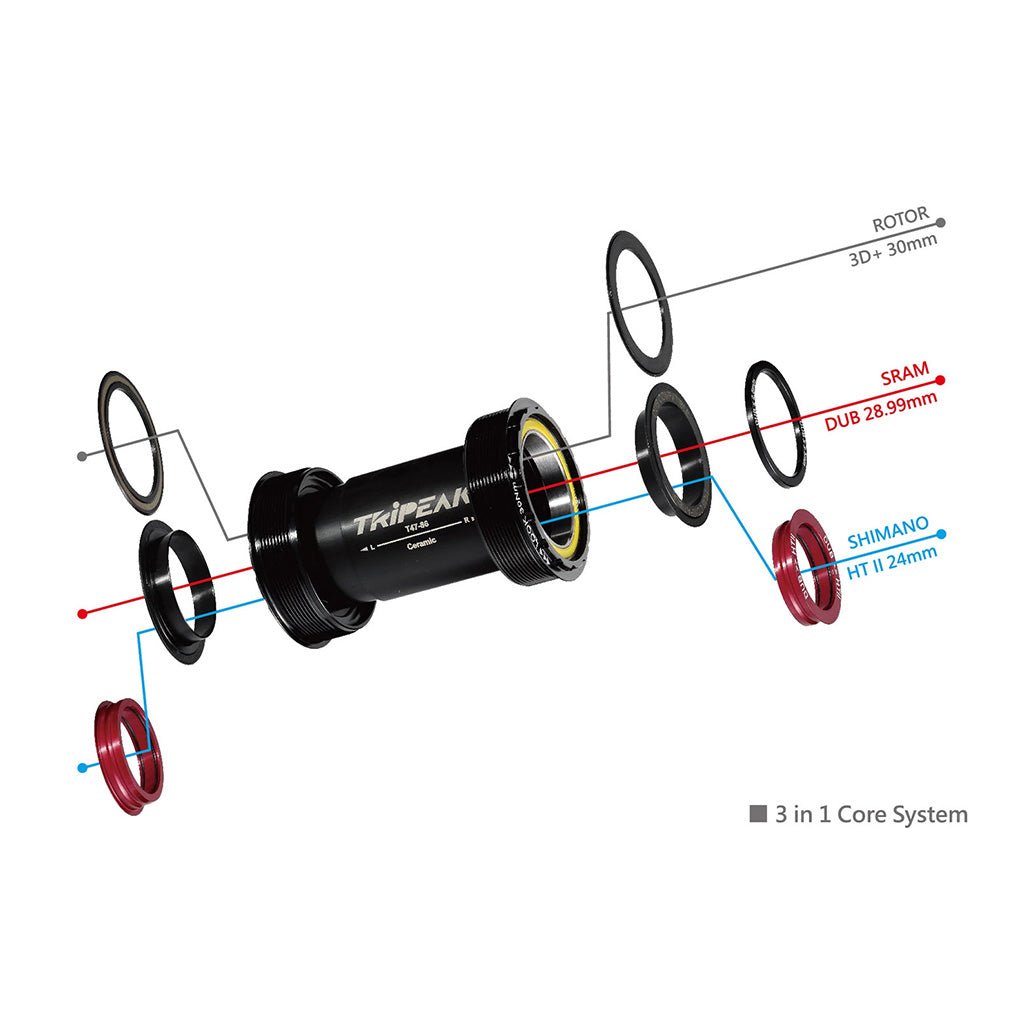 Tripeak BB86 Pressfit Bottom Bracket Ceramic 3 - in - 1 Shimano/SRAM/Rotor (86mm) | The Bike Affair