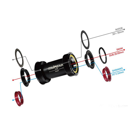 Tripeak ITA Threaded Bottom Bracket Ceramic 3 - in - 1 Shimano/SRAM/Rotor - Road (70mm) | The Bike Affair