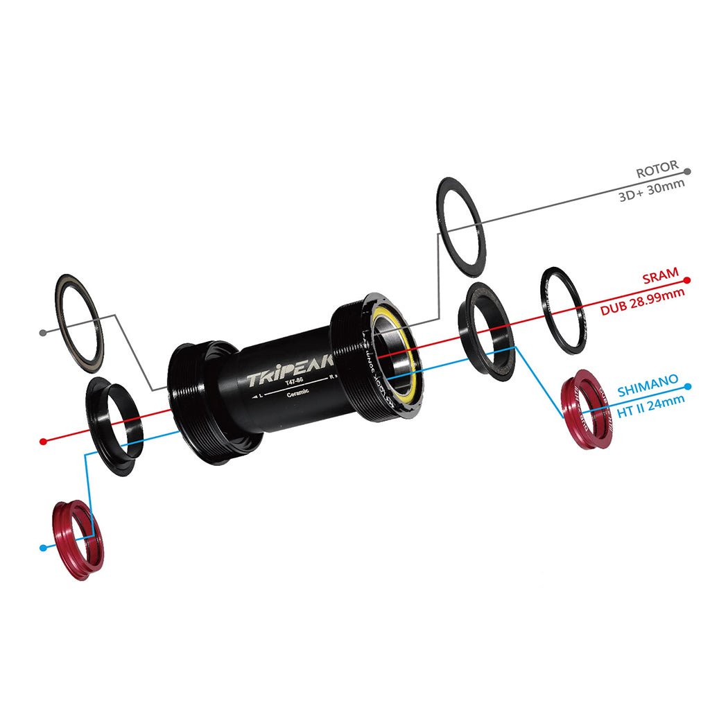 Tripeak T47 3 - in - 1 Ceramic Bottom Bracket - Shimano/SRAM/Rotor (68mm) | The Bike Affair