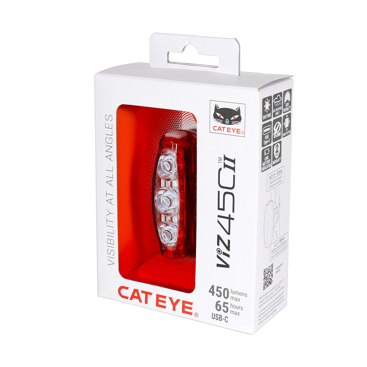 Cateye ViZ450 II TL-LD821 Taillight (Rechargeable Type C)