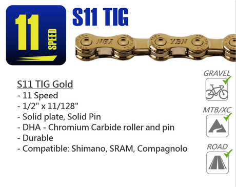 Yaban S11 TIG Gold 11 Speed Chain | The Bike Affair