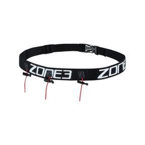Zone3 Ultimate Race Number Belt With Gel Loops, Black/Red/White