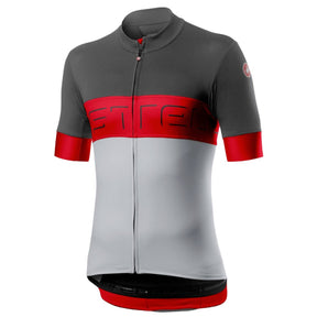 Castelli Prologo VI Jersey, Dark Gray/Red/Silver Gray