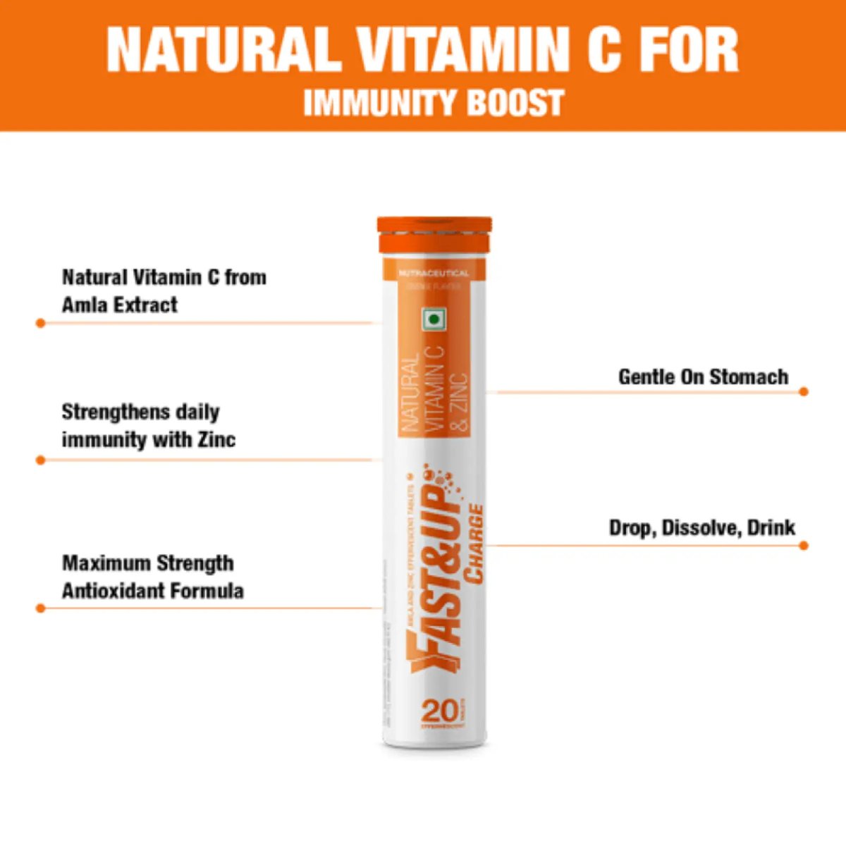 Fast&Up Charge Orange - Tube of 20 Vitamin C Supplements | The Bike Affair