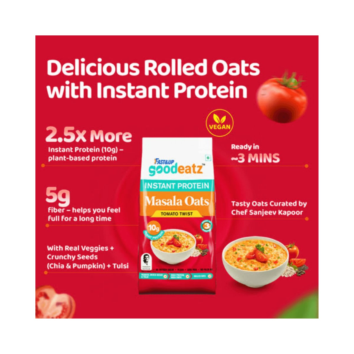 Fast&Up Instant Protein Masala Oats 400gm | The Bike Affair