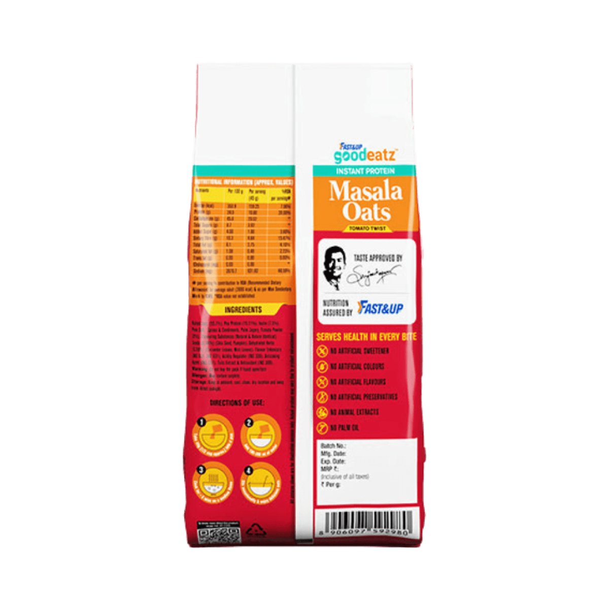 Fast&Up Instant Protein Masala Oats 400gm | The Bike Affair