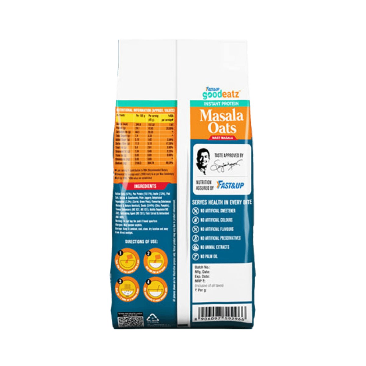 Fast&Up Instant Protein Masala Oats 400gm | The Bike Affair