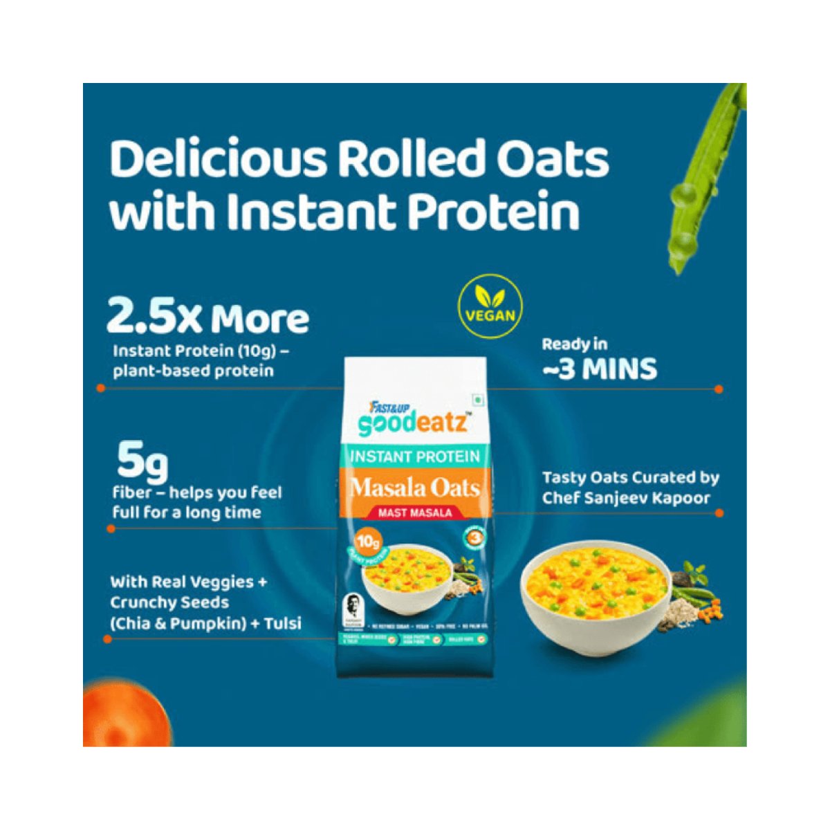 Fast&Up Instant Protein Masala Oats 400gm | The Bike Affair