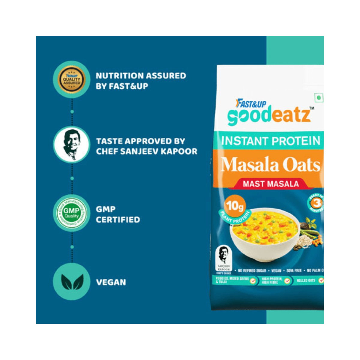 Fast&Up Instant Protein Masala Oats 400gm | The Bike Affair
