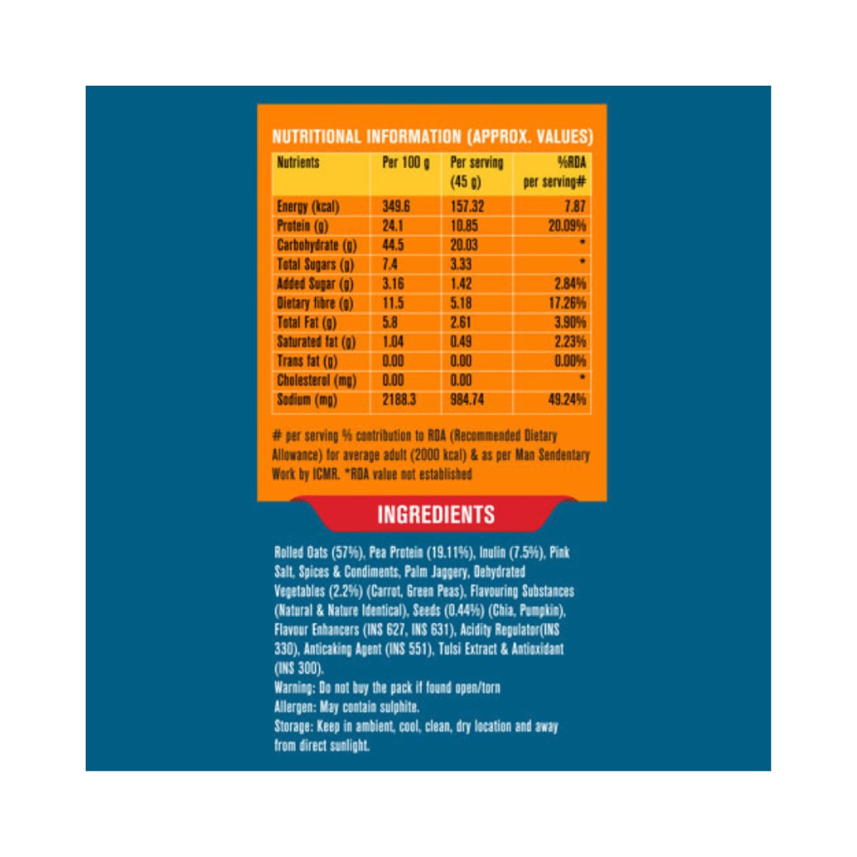 Fast&Up Instant Protein Masala Oats 400gm | The Bike Affair