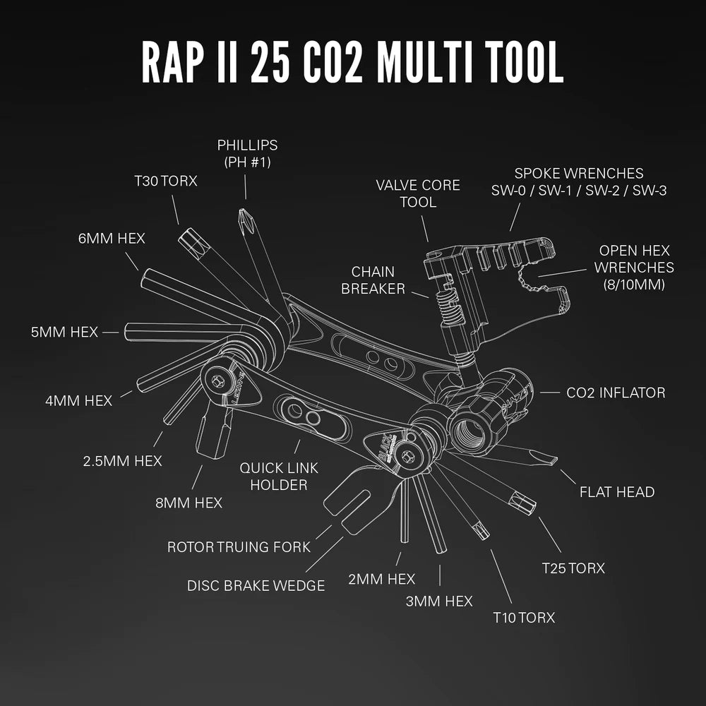 Lezyne RAP II 25 CO2 Multi Tool Kit (25 Functions) | The Bike Affair