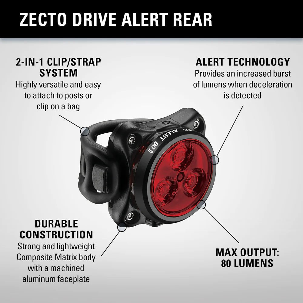Lezyne Zecto Drive Alert 80 Lumens Tail Light | The Bike Affair
